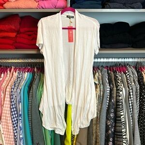 Urban Coco white open short sleeve cardigan size S NWT